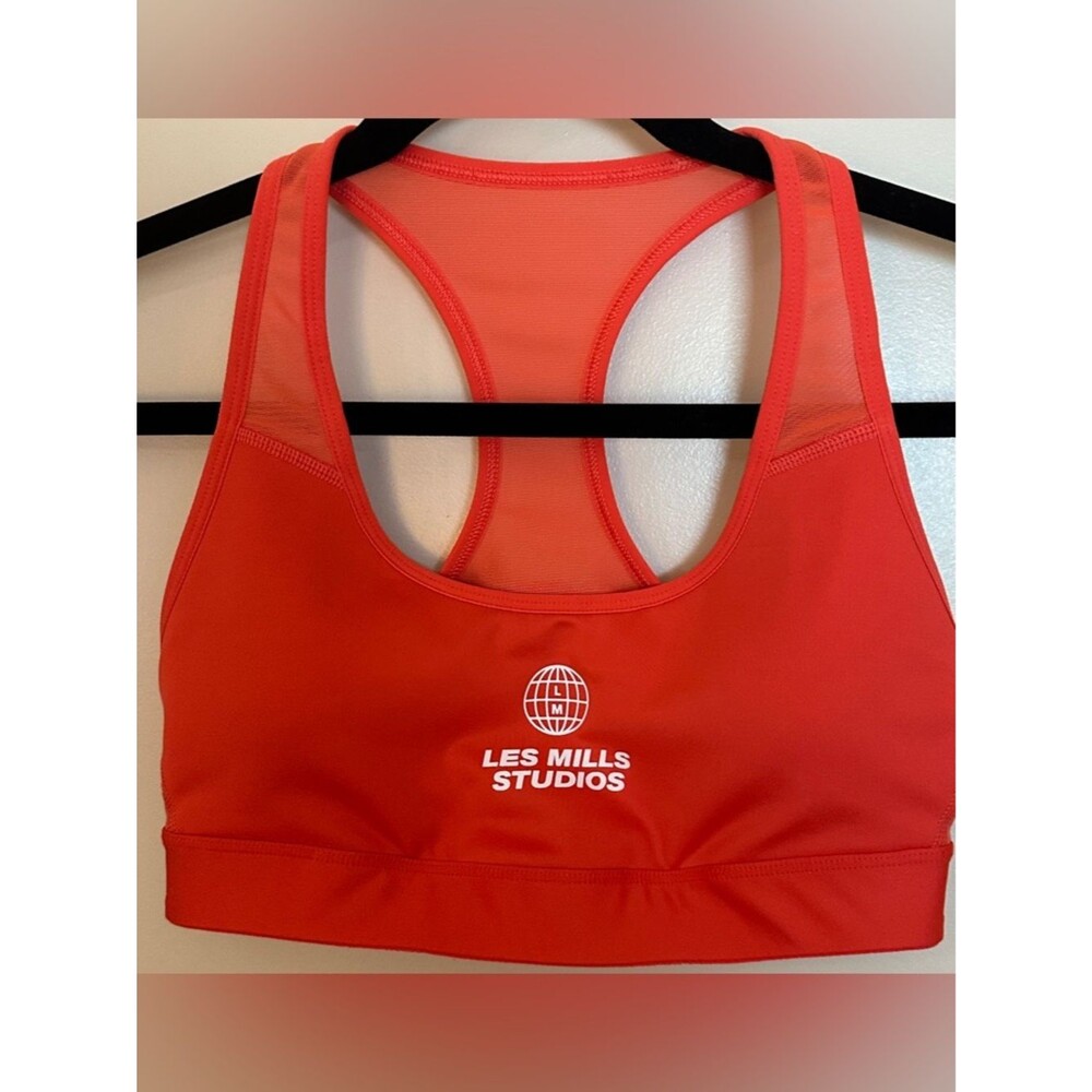 Les Mills Red Orange Racerback Padded Sports Bra